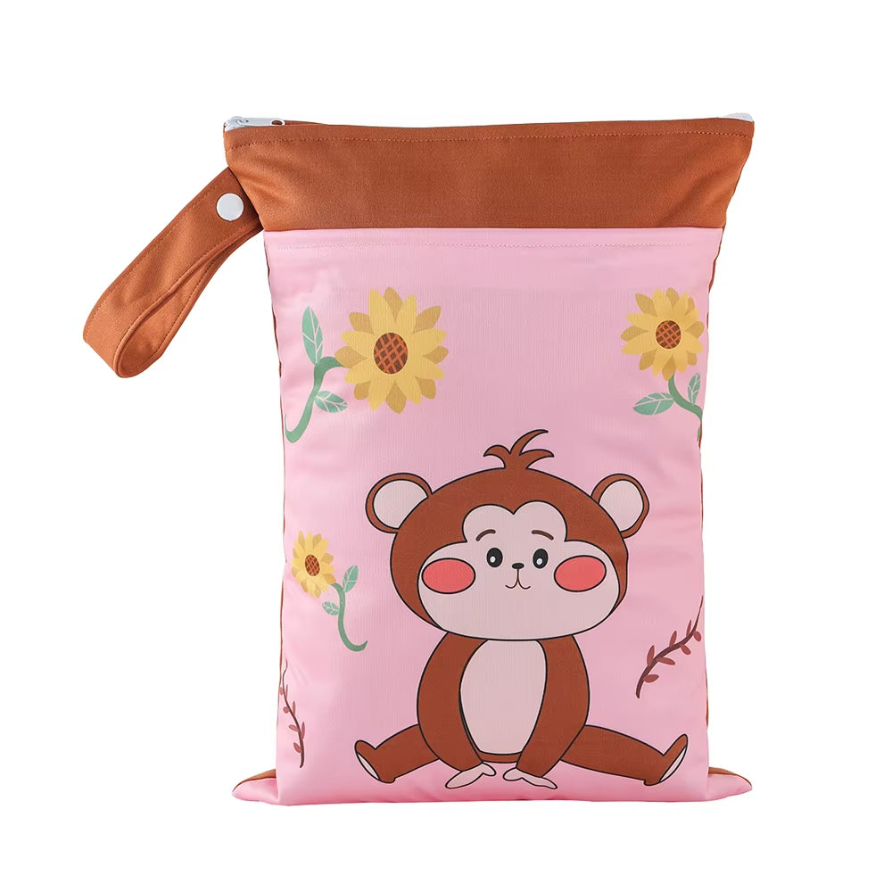 Babyshow 1PC Washable Wet Dry Bag Wetbag for Baby Diapers Nappies Waterproof Reusable Diaper Bag with Two Zippers 25Cmx35Cm