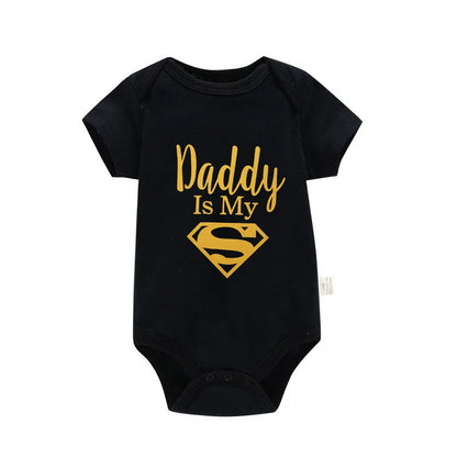 Baby Romper Newborn Baby Boys Girls Clothes Gold Daddy Is My Hero Funny Print Infant Baby Jumpsuit Cute Casual Baby Bodysuit