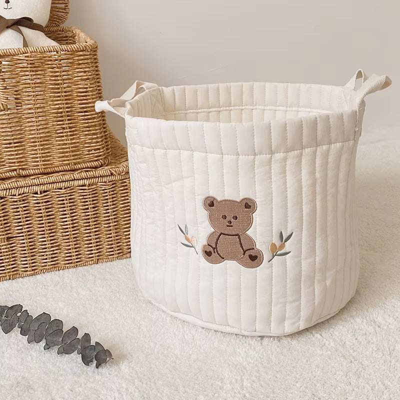 Storage Baskets, Bottles,Towels, Toys, Baby Clothes. Decorative Organizer Bins Tote Bag Handbag with Embroidery for Diapers