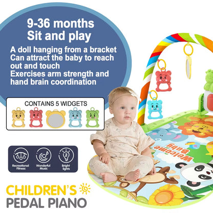 Baby Activity Gym Music Rack Early Education Toy Gifts Newborn 0-36 Months Piano Keyboard Infant Crawling Blanket Pedal Play Mat