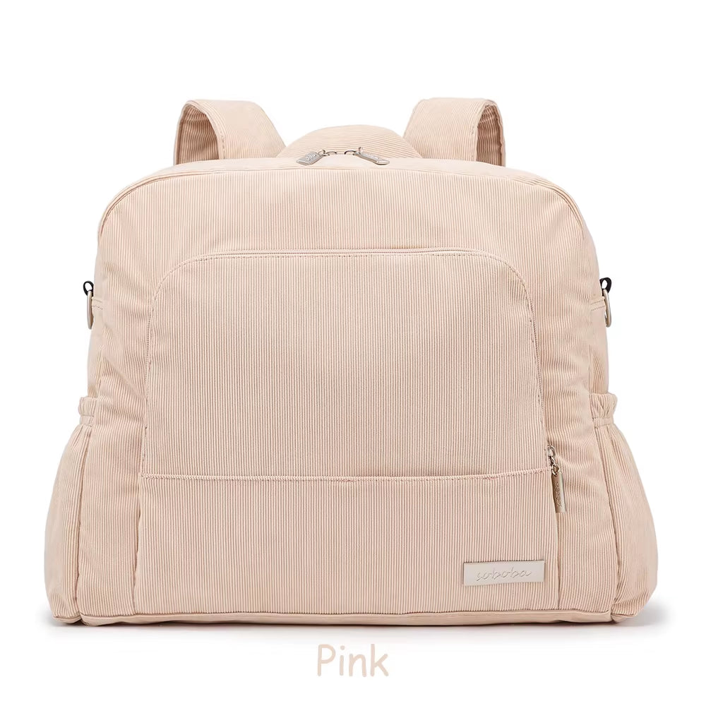 Corduroy Diaper Backpack for Mom Large Capacity Multi-Function Nappy Changing Bag for Baby Care Winter New Diaper Bags