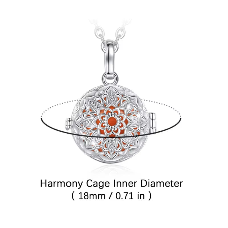 18Mm Harmony Ball Flower Cage Pendant Necklace Angel Caller Baby Chime Bola Fashion Pregnancy Jewelry Ladies Gift for Mom