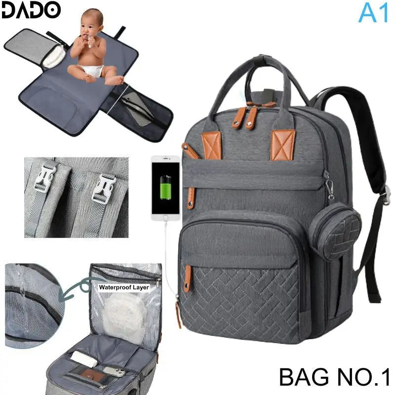 Diaper Bag Backpack Baby Essentials Travel Tote Multifunction Waterproof with Changing Station Pad Stroller Straps