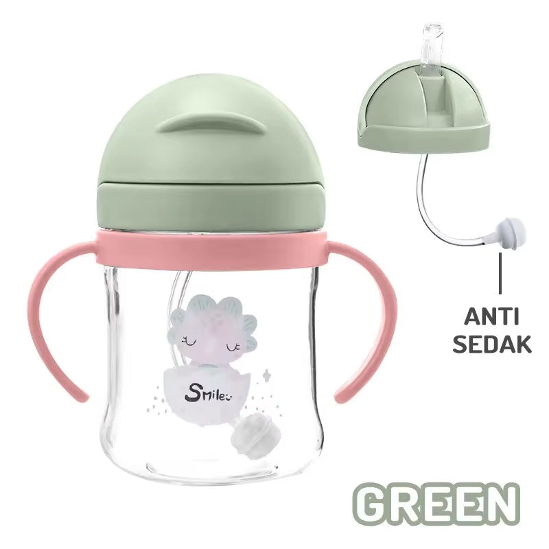 250ml Baby Water Cups Baby Learning Drinking Cup with Double Handle Flip Lid Leakproof 