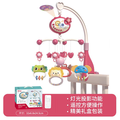 Musical Baby Crib Mobile with Lights Teethers Music Projection for Infants Remote Control Crib Toys