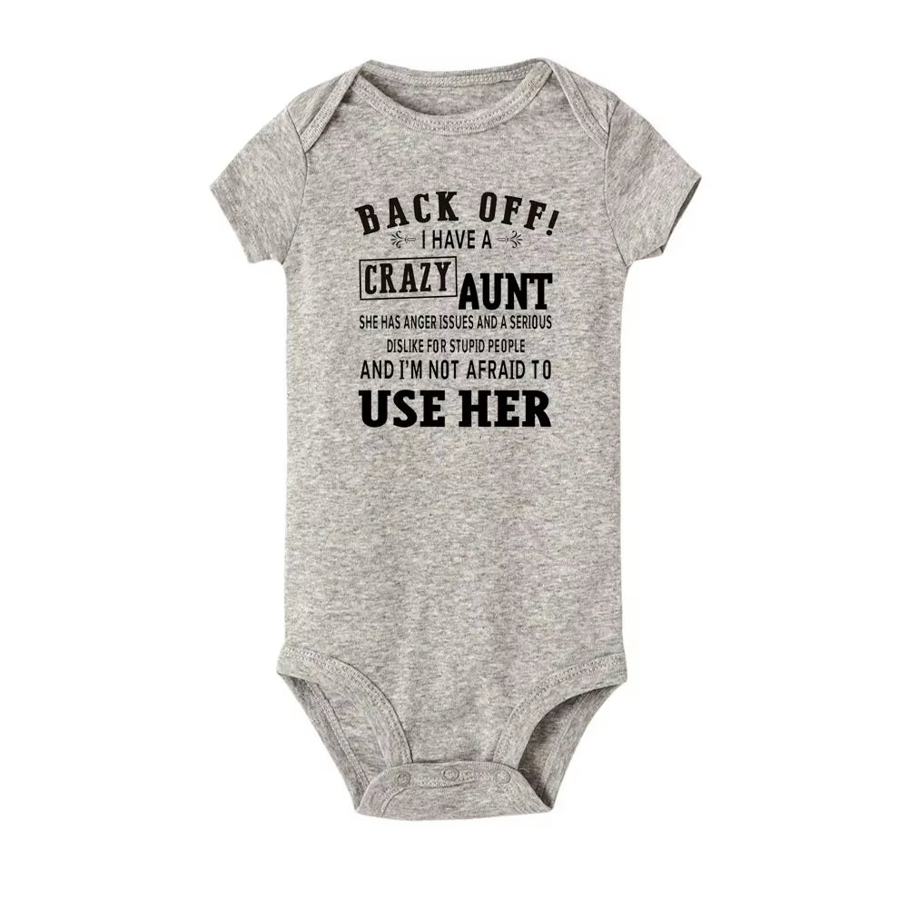 I Love My Crazy Aunt Printed Newborn Girl Infant Clothes Summer Baby Boy Girl Short Sleeve Bodysuit Love Aunt Best Present