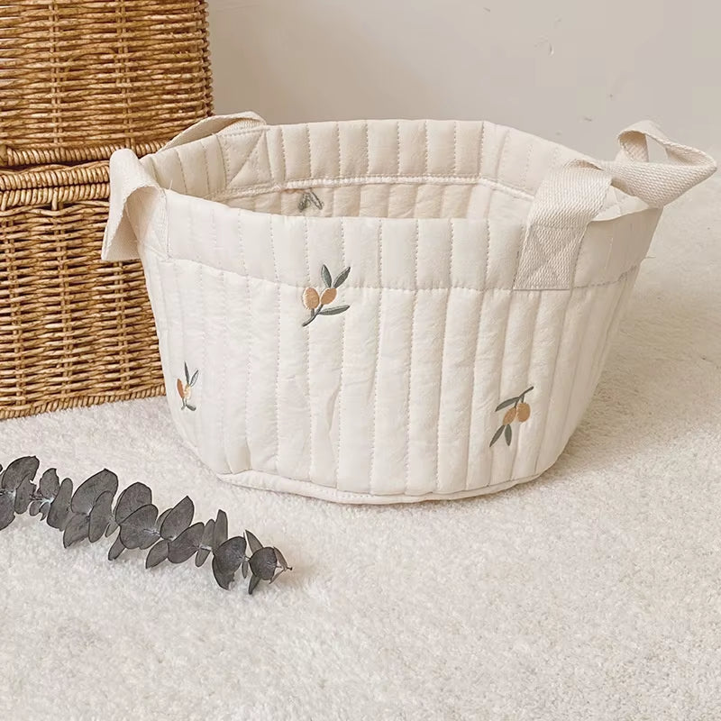 Storage Baskets, Bottles, Towels, Toys, Baby Clothes. Decorative Organizer Bins Tote Bag Handbag with Embroidery 
