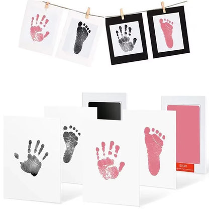 Safe Non-Toxic Baby Footprints Handprint No Touch Skin Inkless Ink Pads Kits for 0-10 Months Newborn Pet Dog Footprint Souvenir