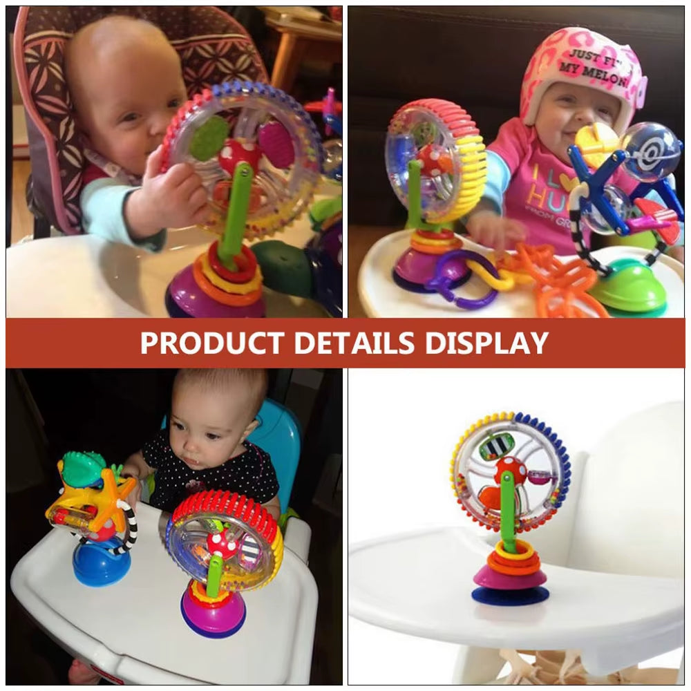 Baby Rotating Ferris Wheel Rattle with Suction Cup Early Development Rattle Toy Funny Feeding Plaything for Babies and Toddlers