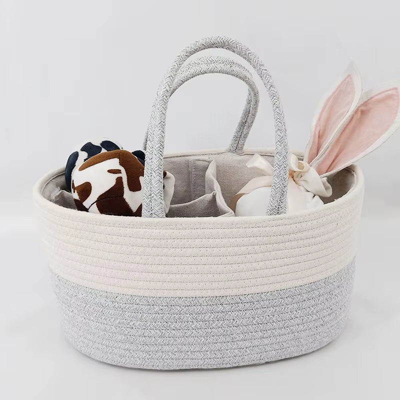 Maternity Baby Products Storage Basket Portable Baby Bottle Diaper Divided Compartment Storage Basket Cotton Thread Weaving