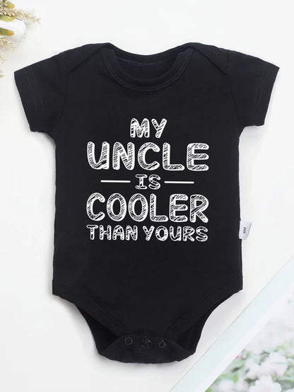 Cute Newborn Gift Cotton Baby Boys and Girls Clothes My Uncle Is Cooler than Yours Print Funny Infant Onesie Fashion Streetwear