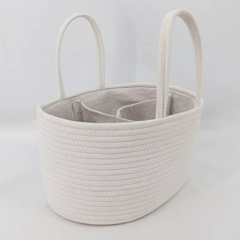 Maternity Baby Products Storage Basket Portable Baby Bottle Diaper Divided Compartment Storage Basket Cotton Thread Weaving