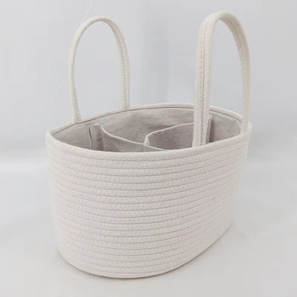 Maternity Baby Products Storage Basket Portable Baby Bottle Diaper Divided Compartment Storage Basket Cotton Thread Weaving