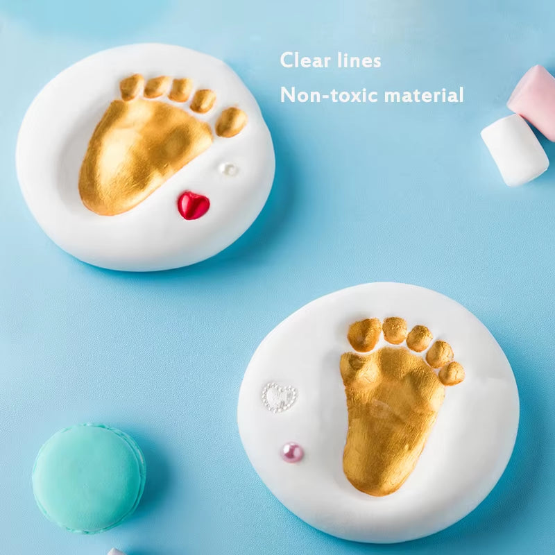 3D DIY Baby Hand Print and Footprint Soft Clay Photo Frame for Newborn Milestone Cards Infant Hand Casting Kit Baby Souvenir Set