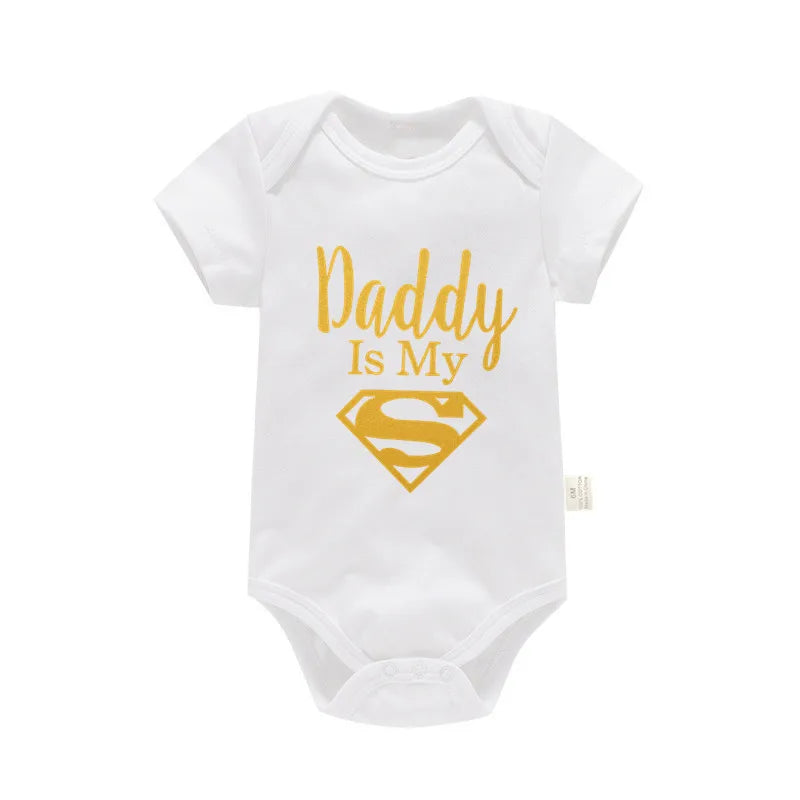 Baby Romper Newborn Baby Boys Girls Clothes Gold Daddy Is My Hero Funny Print Infant Baby Jumpsuit Cute Casual Baby Bodysuit