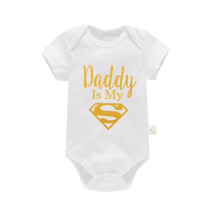 Baby Romper Newborn Baby Boys Girls Clothes Gold Daddy Is My Hero Funny Print Infant Baby Jumpsuit Cute Casual Baby Bodysuit