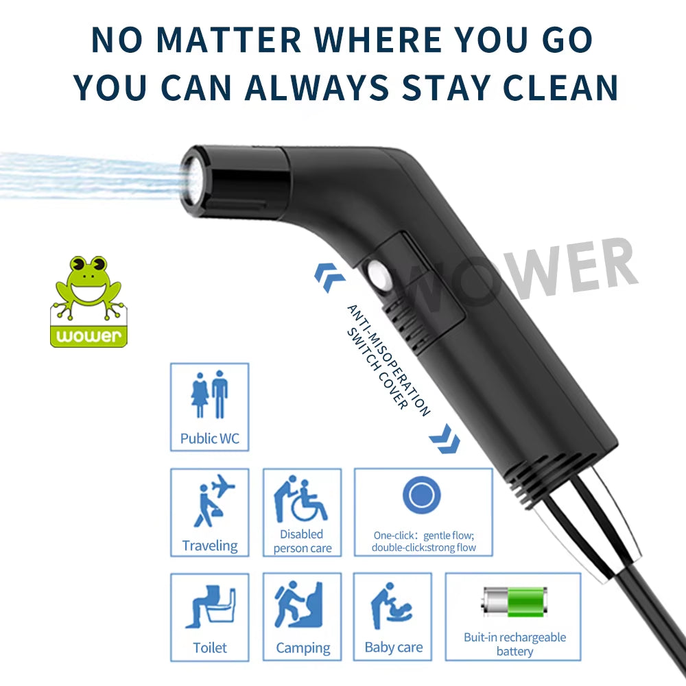 Portable Electric Bidet for Personal Hygiene Cleaning 2.3L Rechargeable Travel Camping Bidet Shower Sprayer