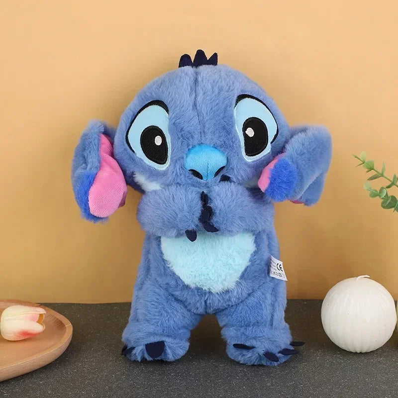 Kawaii Stitch Plush Doll Baby Sleeping Companion Sound Soothing Musical Kawaii with Air Bag and Light Doll Breathing Toys Gifts