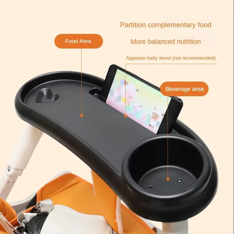 3 in 1 Baby Stroller Dinner Table Tray Phone Stand Plate Accessories Supplies for Toddler Infant Girl Boy Milk Bottle Cup Holder