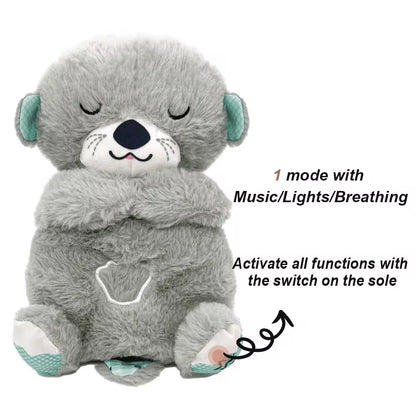 Breathing Bear Baby Soothing Otter Plush Doll Toy Baby Kids Soothing Music Baby Sleeping Companion Sound and Light Doll Toy Gift