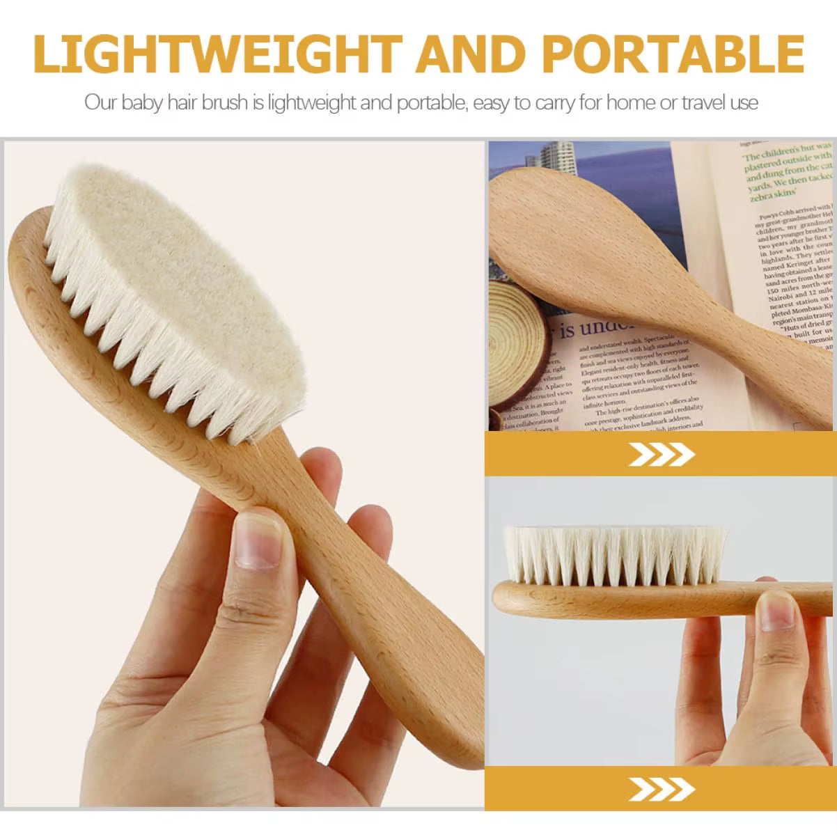 2Pcs Baby Comb Set Baby Care Hair Brush Beech Soft Wool Wood Comb Newborn Massager Baby Shower and Gift Baby Hair Soothing