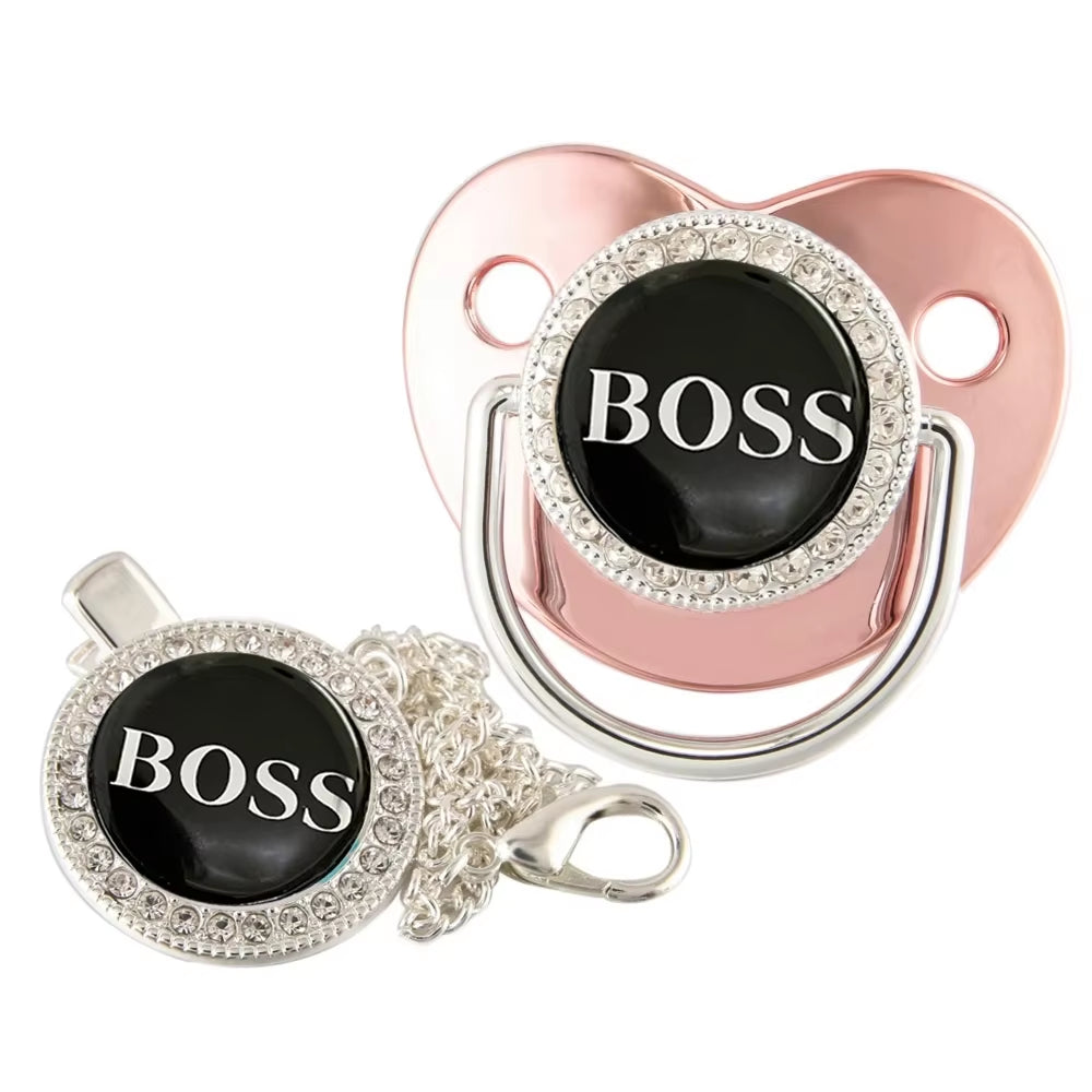 Baby Pacifier with Chain Clip Newborn BPA Free Luxury Bling Pacifier Silicone 