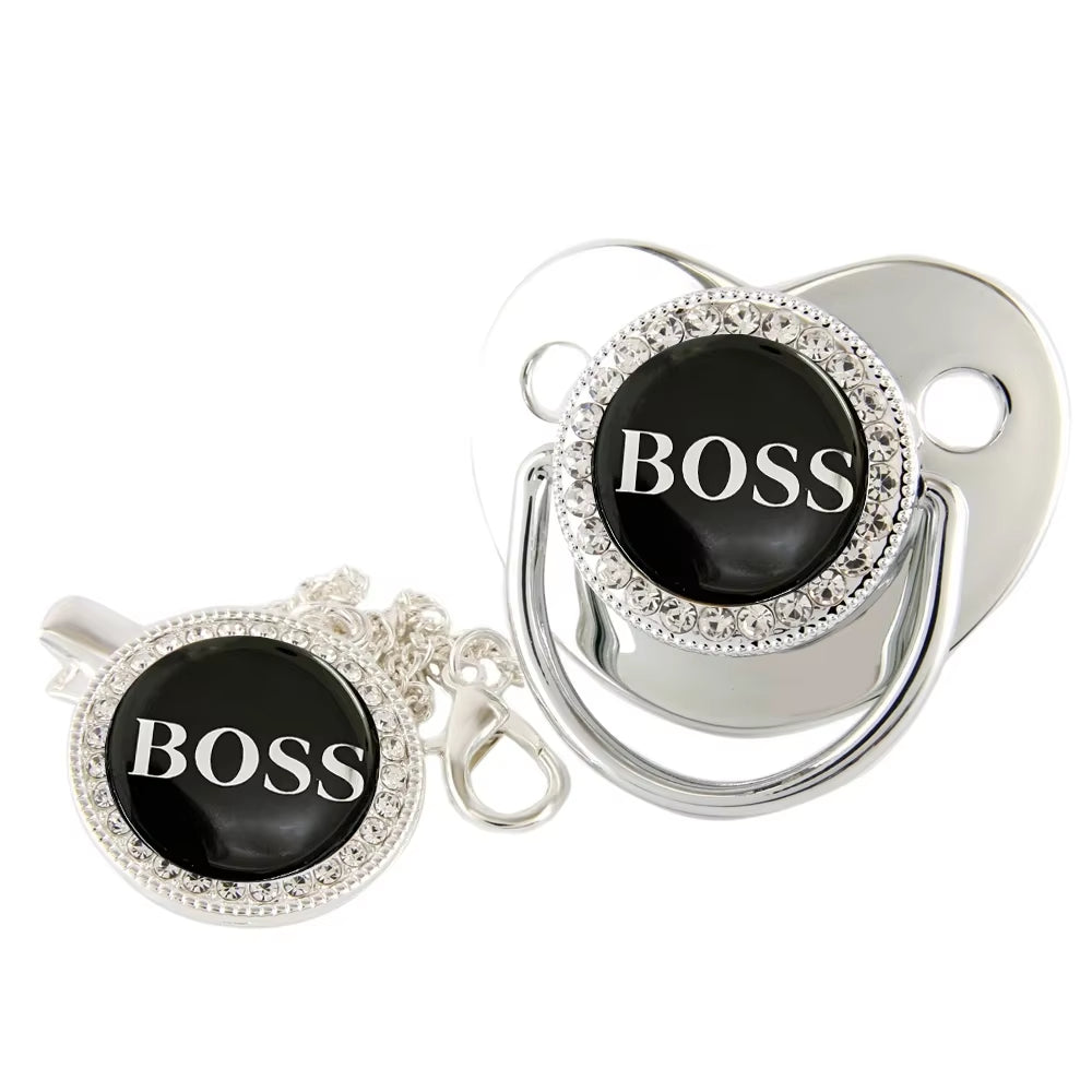 Baby Pacifier with Chain Clip Newborn BPA Free Luxury Bling Pacifier Silicone 