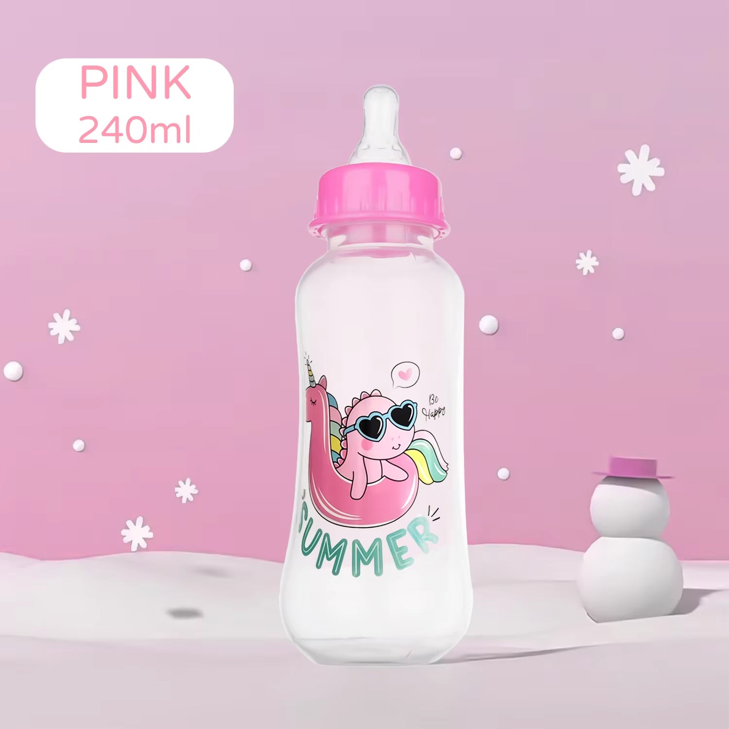 250Ml Newborn Baby Bottle, Drop-Proof and Leak-Proof Baby Cartoon PP Bottle, Safe, Durable Baby Feeding Bottle, Bpa-Free