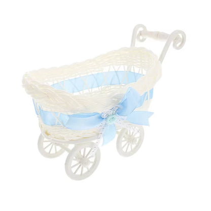 Basket Baby Cart Stroller Woven Decorations Mini Cutie Candy Wicker Storage Serving Toy Fruit