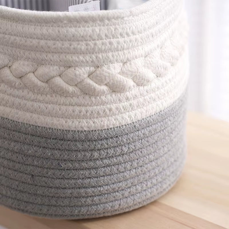 Maternity Baby Products Storage Basket Portable Baby Bottle Diaper Divided Compartment Storage Basket Cotton Thread Weaving