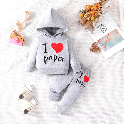 Girls Boy 3 -24 Months Cute Letter Long Sleeve Hoodie Tee Long Pants Outfit Toddler Infant Clothing Set Fashion Kids Wear