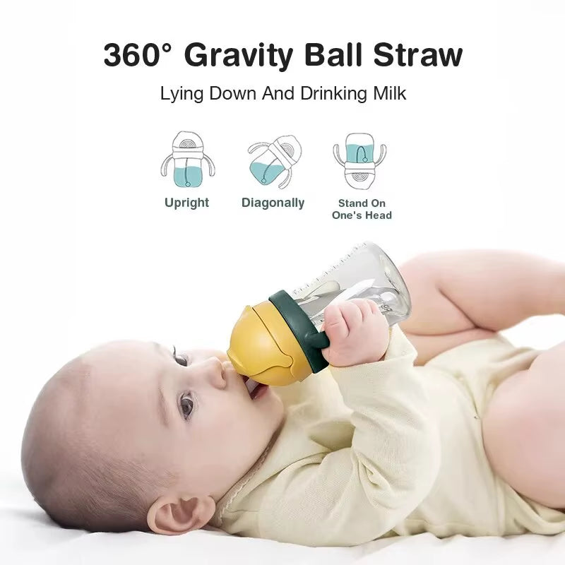 250ML Baby Water Cups Baby Learning Drinking Cup with Double Handle Flip Lid Leakproof Infants Water Cups Bottle