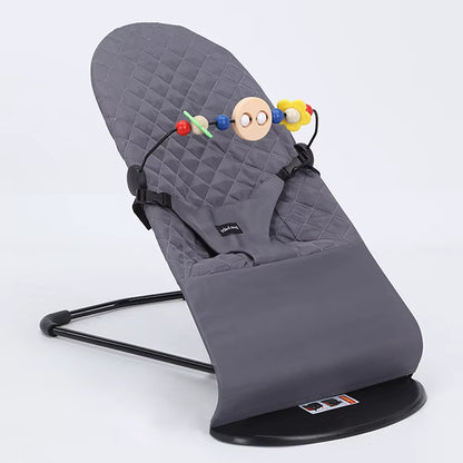 Angku Baby Rocking Chair Foldable Baby Swing Chair for 0-12 Months Three-Speed Height Adjustment Baby Bouncer with Toys