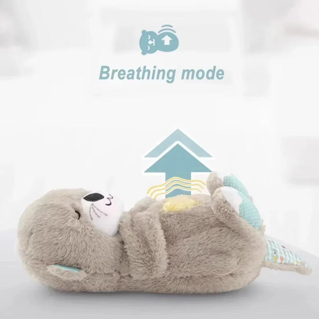 Baby Breath Baby Bear Soothes Otter Plush Toy Doll Toy Child Soothing Music Sleep Companion Sound and Light Doll Toy Gifts
