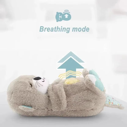 Baby Breath Baby Bear Soothes Otter Plush Toy Doll Toy Child Soothing Music Sleep Companion Sound and Light Doll Toy Gifts
