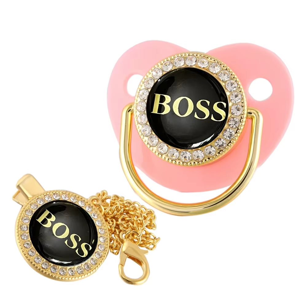 Baby Pacifier with Chain Clip Newborn BPA Free Luxury Bling Pacifier Silicone 