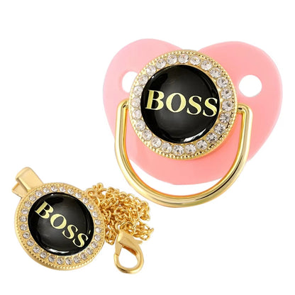 Baby Pacifier with Chain Clip Newborn BPA Free Luxury Bling Pacifier Silicone 