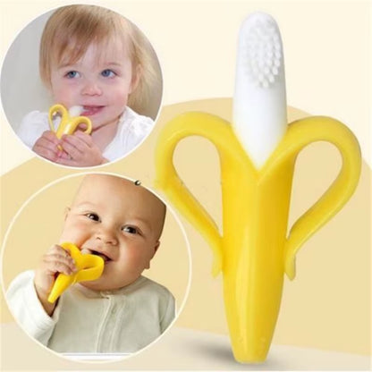 Banana Shape Safe Toddle Teether Baby Silicone Training Toothbrush BPA Free Banana Teething Ring Silicone Chew Dental Care Toot