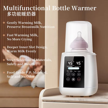 Baby Bottle Warmer & Sterilizer 6-In-1Multifuntion Breast Milk Warmer Accurate Temperature Control Baby Bottle Heater