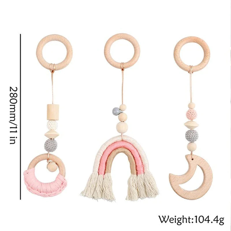 1Set Play Gym Frame Baby Activity Wooden Fitness Frames Play Gym Mobile Baby Room Decoration Newborn Baby Accessories Rattle Toy