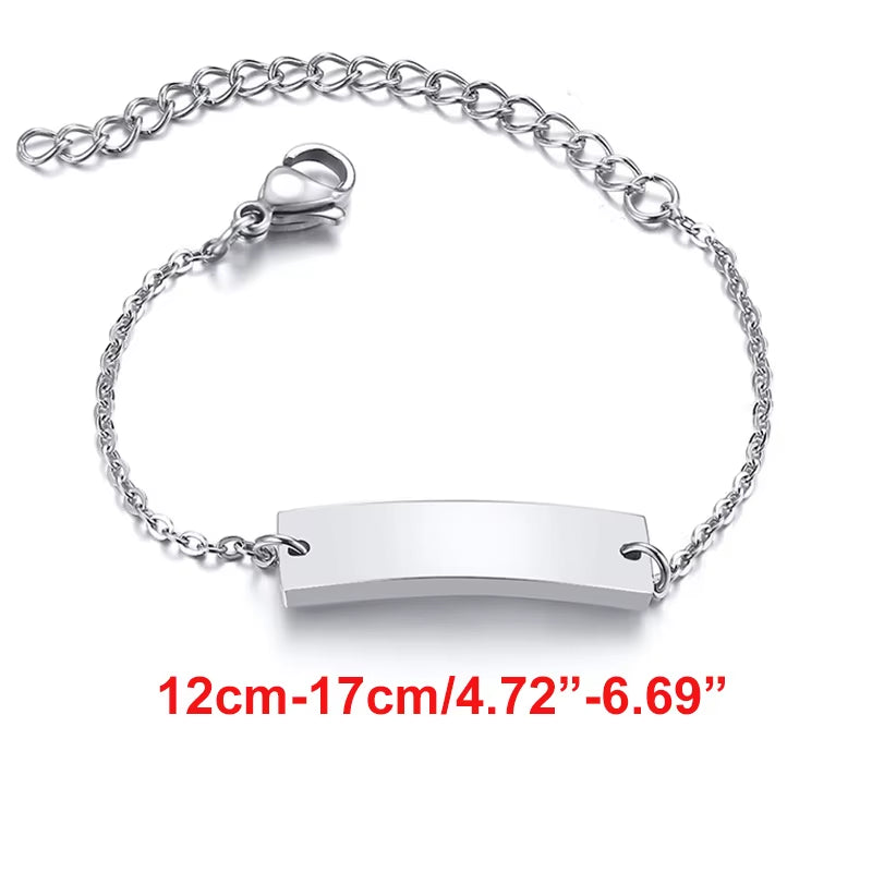 Custom Personalize Girls Name Baby Bracelet, anti Allergy Stainless Steel Chain Adjustable, Baptism Gifts to Girls Boys