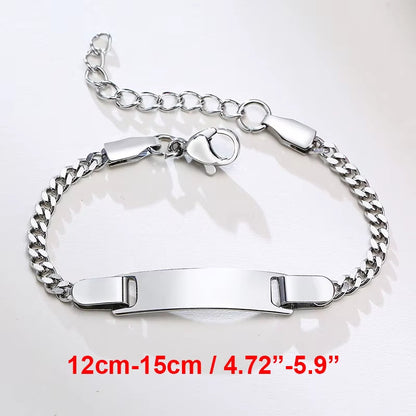 Custom Personalize Girls Name Baby Bracelet, anti Allergy Stainless Steel Chain Adjustable, Baptism Gifts to Girls Boys
