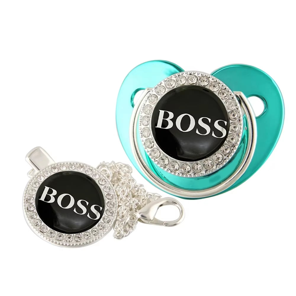 Baby Pacifier with Chain Clip Newborn BPA Free Luxury Bling Pacifier Silicone 