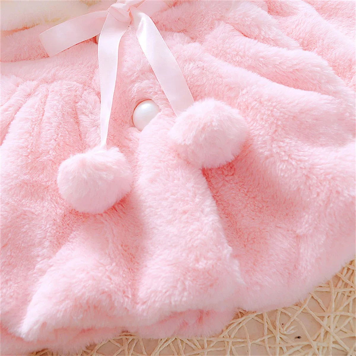 Children'S Clothing Children'S New Cape Girls Autumn and Winter Wool Sweater Shawl Baby Ear Fleece Jacket Cape