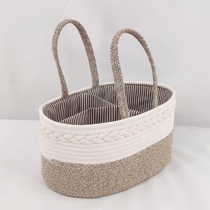 Maternity Baby Products Storage Basket Portable Baby Bottle Diaper Divided Compartment Storage Basket Cotton Thread Weaving