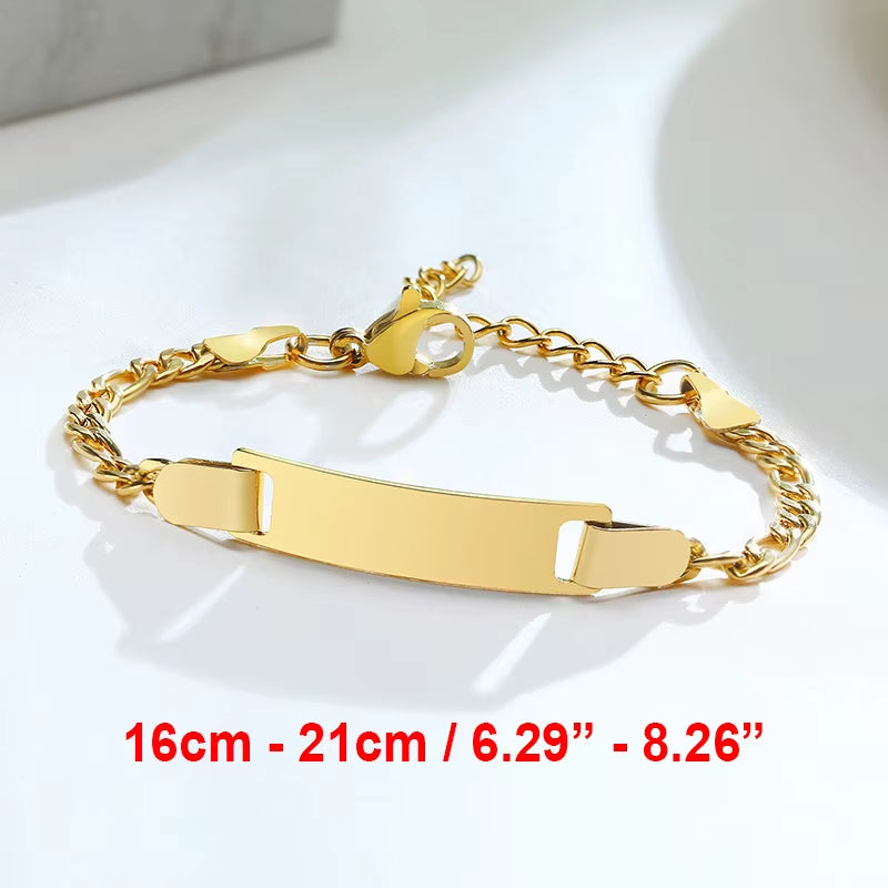 Custom Personalize Girls Name Baby Bracelet, anti Allergy Stainless Steel Chain Adjustable, Baptism Gifts to Girls Boys