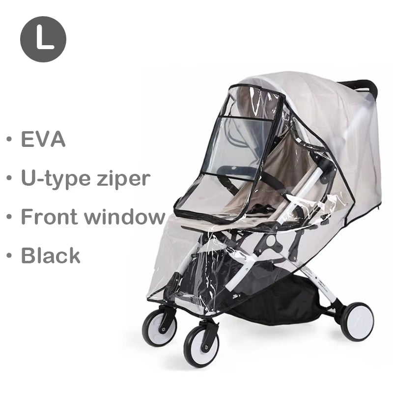 EVA Baby Stroller Accessories Waterproof Rain Cover Transparent Wind Dust Shield Zipper Open for Pushchairs Raincoat