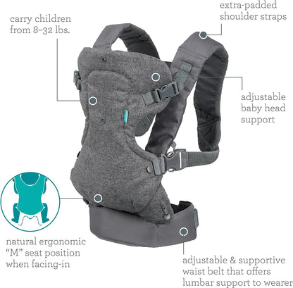 Flip Advanced 4-In-1 Carrier - Ergonomic, Convertible, Face-In and Face-Out Front and Back Carry for Newborns and Older Babies 8-32 Lbs