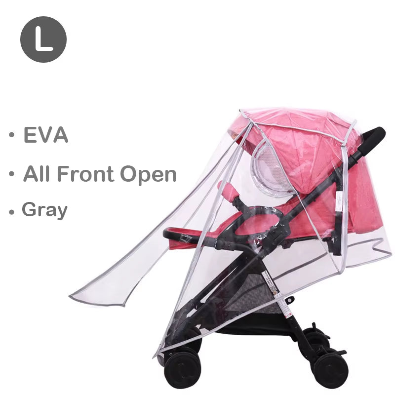 EVA Baby Stroller Accessories Waterproof Rain Cover Transparent Wind Dust Shield Zipper Open for Pushchairs Raincoat