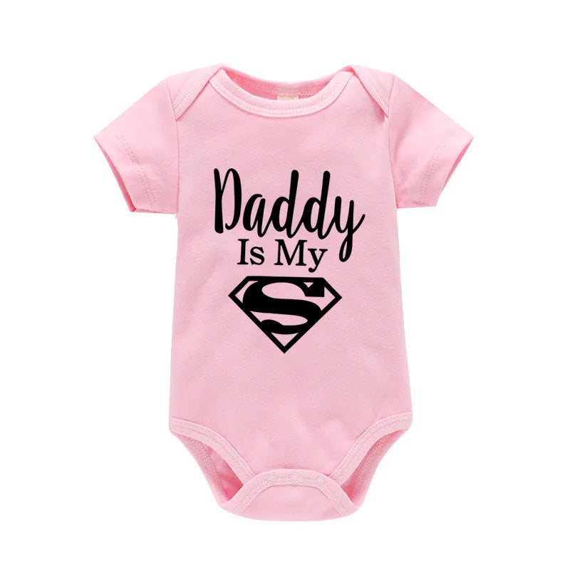 Baby Romper Newborn Baby Boys Girls Clothes Gold Daddy Is My Hero Funny Print Infant Baby Jumpsuit Cute Casual Baby Bodysuit